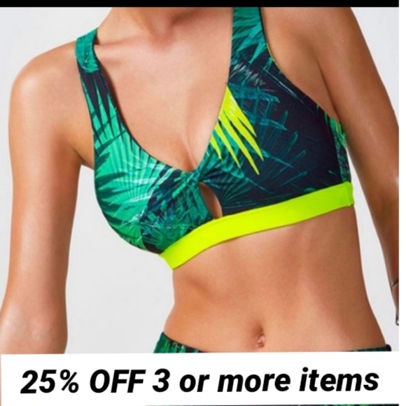 Fabletics Other - Palm print knot sports bra Fabletics tropical beach workout athleisure size XL